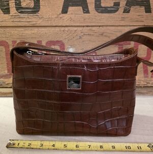 Dooney & Bourke Brown Croc-Embossed Leather Shoulder Bag